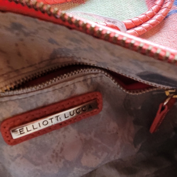 Pinkish/coral Clutch Or Shoulder Bag, Elliot Lucca, "Snakeskin" Look - Picture 5 of 11